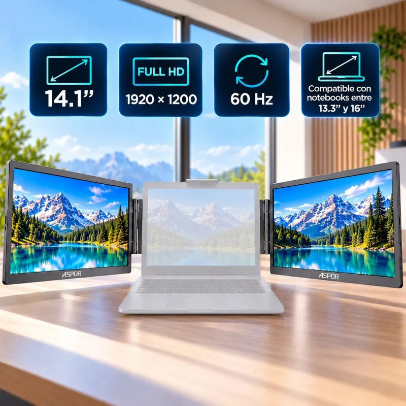 Monitor Portatil Extensor Doble Pantalla de 14 Pulgadas C/U