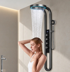 Columna De Ducha Moderna 12 Jets Circular Premium Cascada Gris