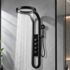 Columna De Ducha Moderna 12 Jets Circular Premium Cascada Negra HS179