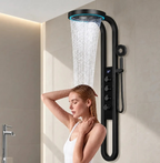 Columna De Ducha Moderna 12 Jets Circular Premium Cascada Negra HS179