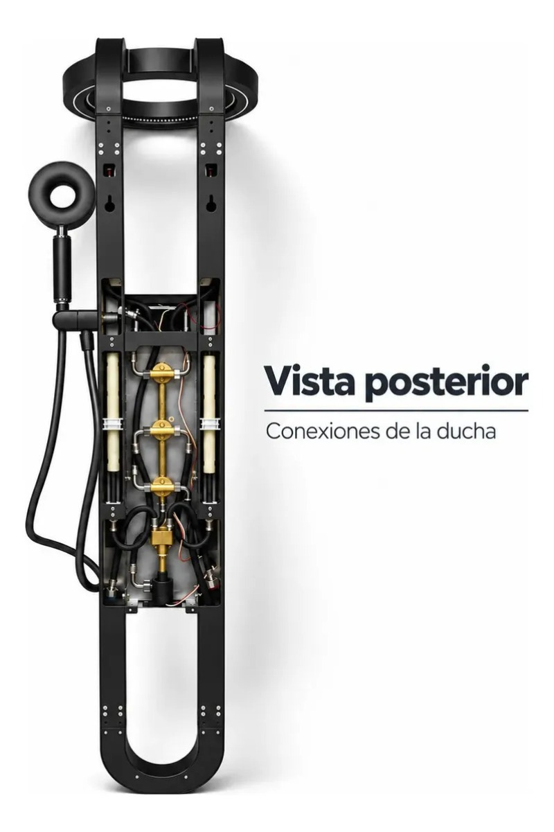 Columna De Ducha Moderna 12 Jets Circular Premium Cascada Negra HS179