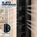 Columna De Ducha Moderna 12 Jets Circular Premium Cascada Negra HS179