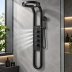 Columna De Ducha Moderna 12 Jets Circular Premium Cascada Negra HS179
