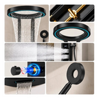 Columna De Ducha Moderna 12 Jets Circular Premium Cascada Negra HS179