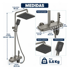 Columna Ducha 5 Funciones 3 Duchas Gris Hs129
