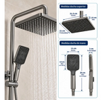 Columna Ducha 5 Funciones 3 Duchas Gris Hs129