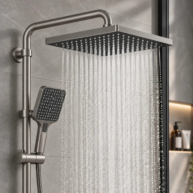 Columna Ducha 5 Funciones 3 Duchas Gris Hs129