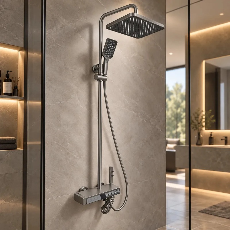 Columna Ducha 5 Funciones 3 Duchas Gris Hs129
