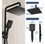 Columna Ducha 5 Funciones 3 Rociadores Negro Hs129