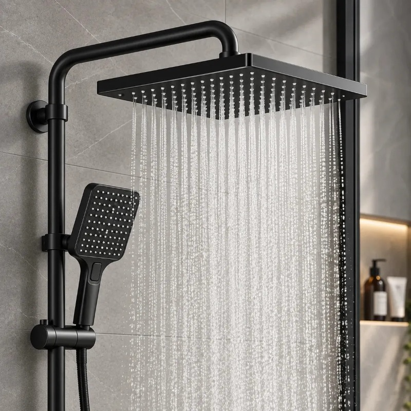 Columna Ducha 5 Funciones 3 Rociadores Negro Hs129