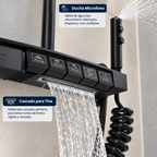 Columna Ducha 5 Funciones 3 Rociadores Negro Hs129