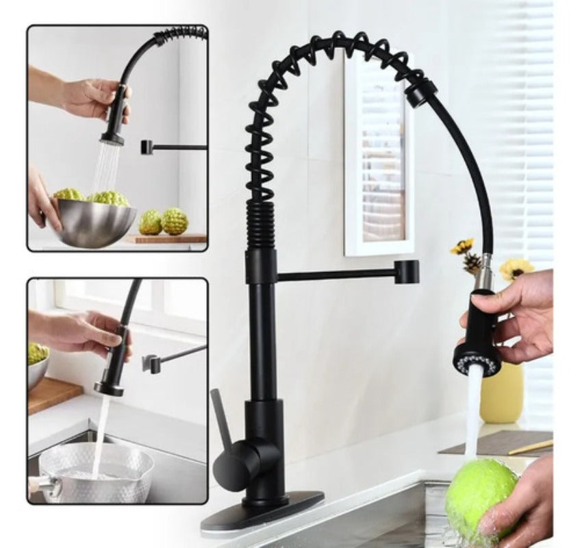 Grifo Llave Alta Monomando Cocina Rociador Flexible Acero Inoxidable