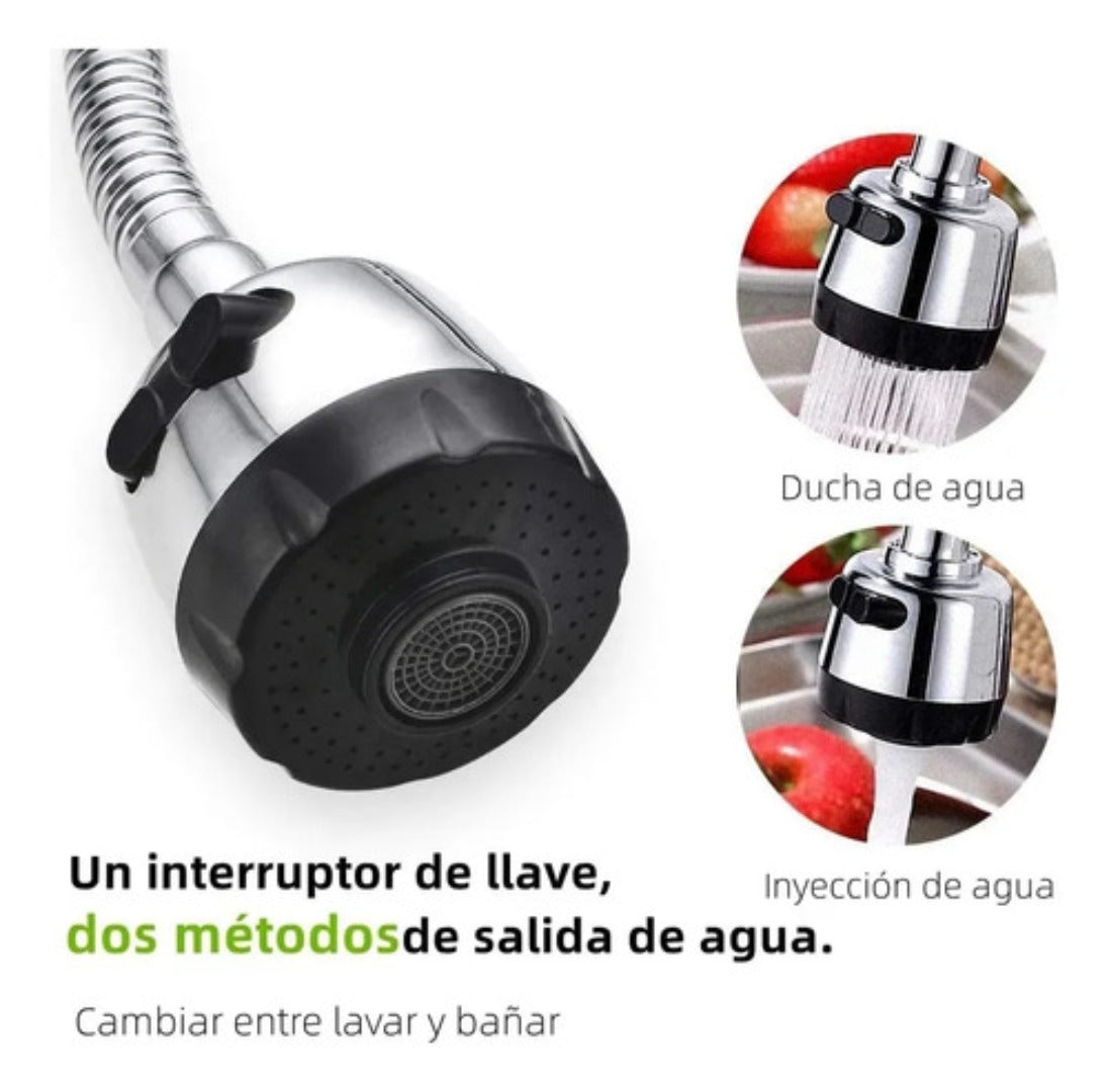 Llave Grifo Cocina Monomando Lavaplatos Flexible Brillante