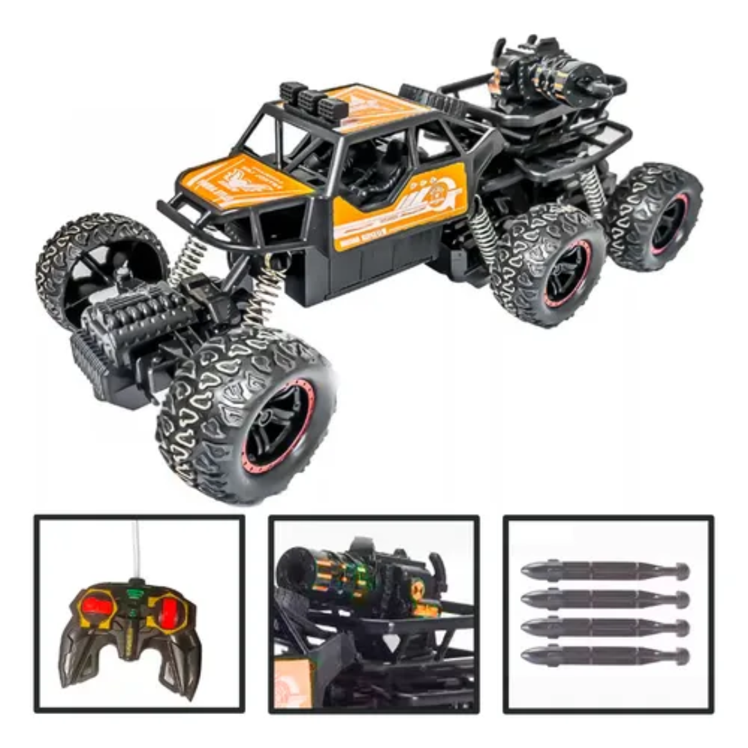 Auto A Control Remoto 6 Ruedas 4x4 Con Cañón Lanzador
