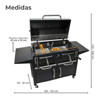Parrilla A Carbon Con Tapa Premium De Acero Con 4 Ruedas Asados