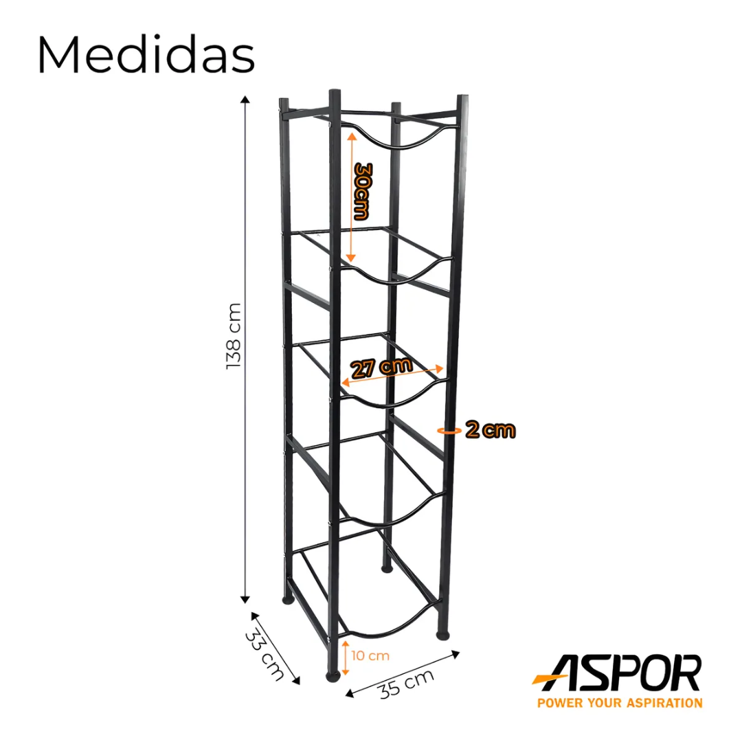 Estante Organizador Rack 5 Botellones Bidones Agua 20lts