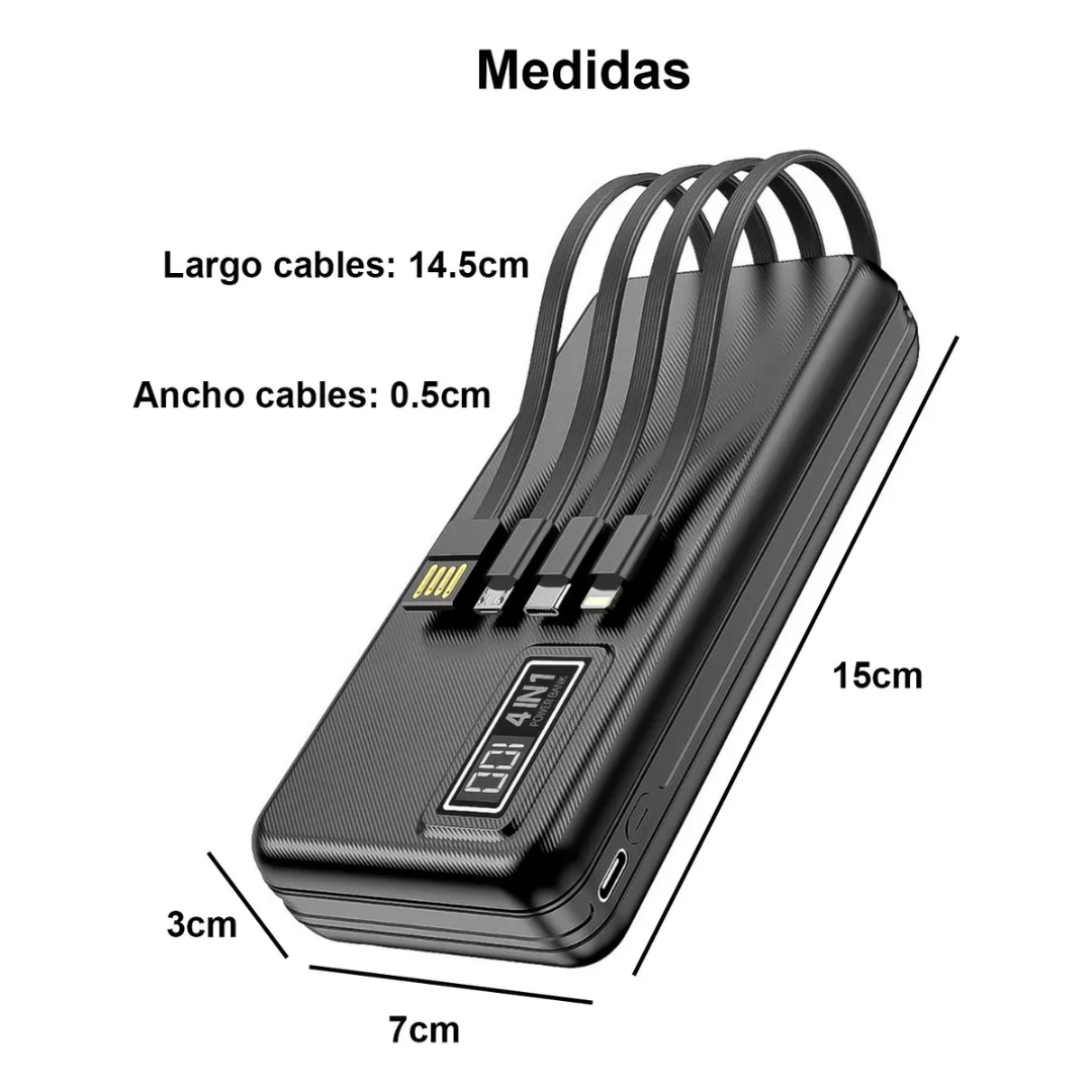 Cargador Bateria Portatil Powerbank Usb De 20000mah 4 En 1