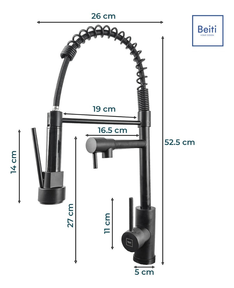 Llave Lavaplatos Grifo Monomando Extensible 2 En 1 Acero Inoxidable