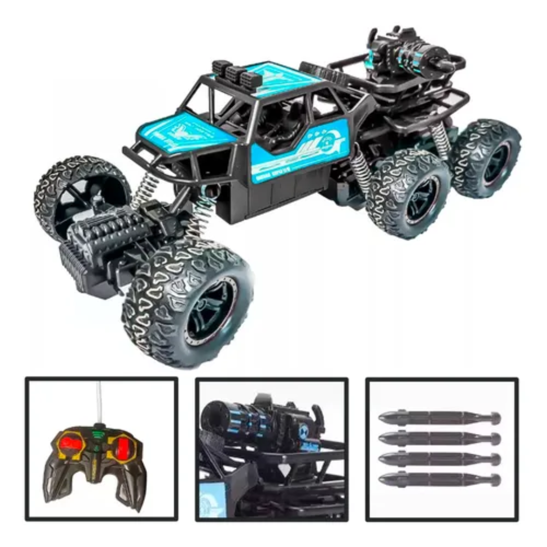Auto A Control Remoto 6 Ruedas 4x4 Con Cañón Lanzador