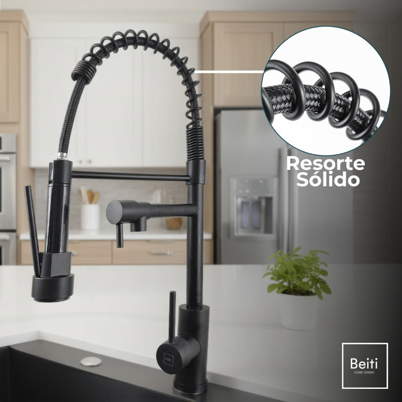 Llave Lavaplatos Grifo Monomando Extensible 2 En 1 Acero Inoxidable