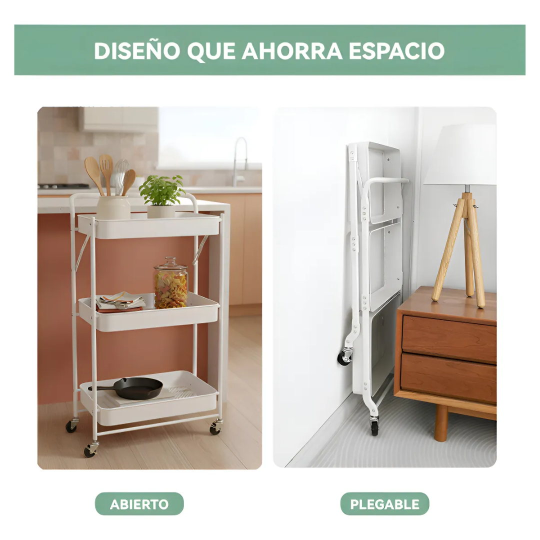Carro Plegable Carrito Organizador Estante Con Rueda Multiuso