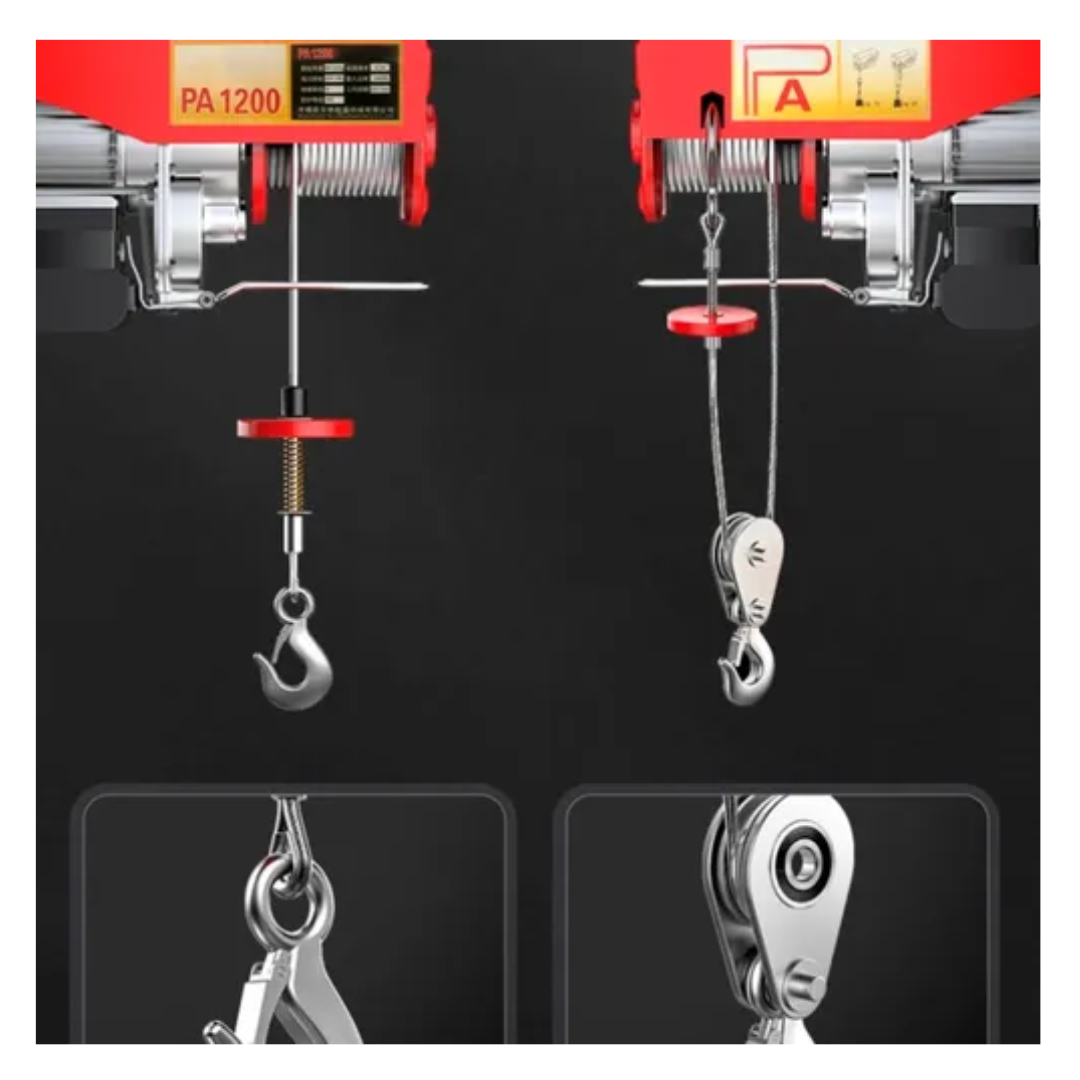 Tecle Eléctrico Inalámbrico 1200kg 12mtrs Cable Acero 1850w