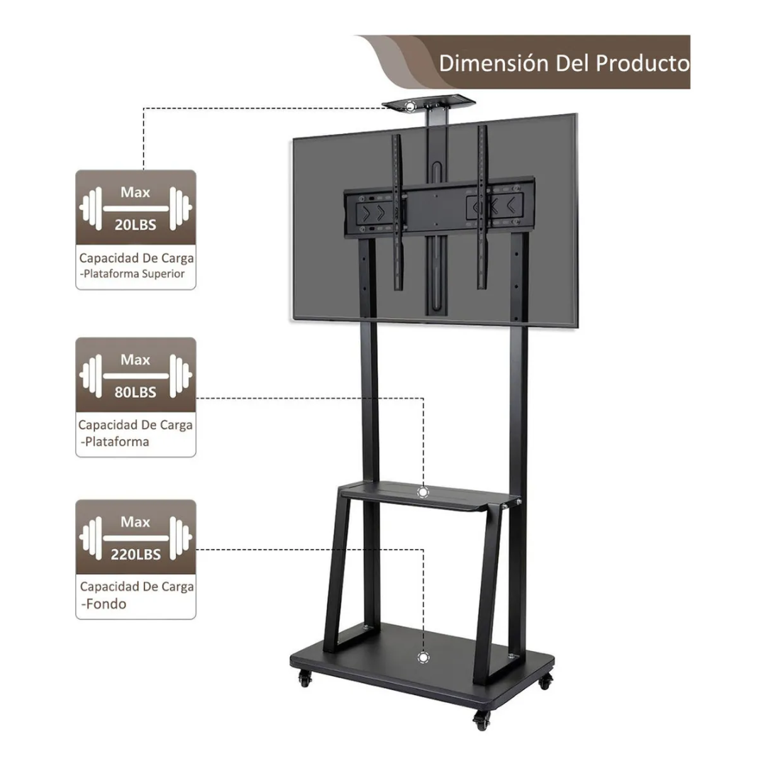 Soporte Tv Base Pedestal Rueda Televisor 32 A 75p Pulgadas