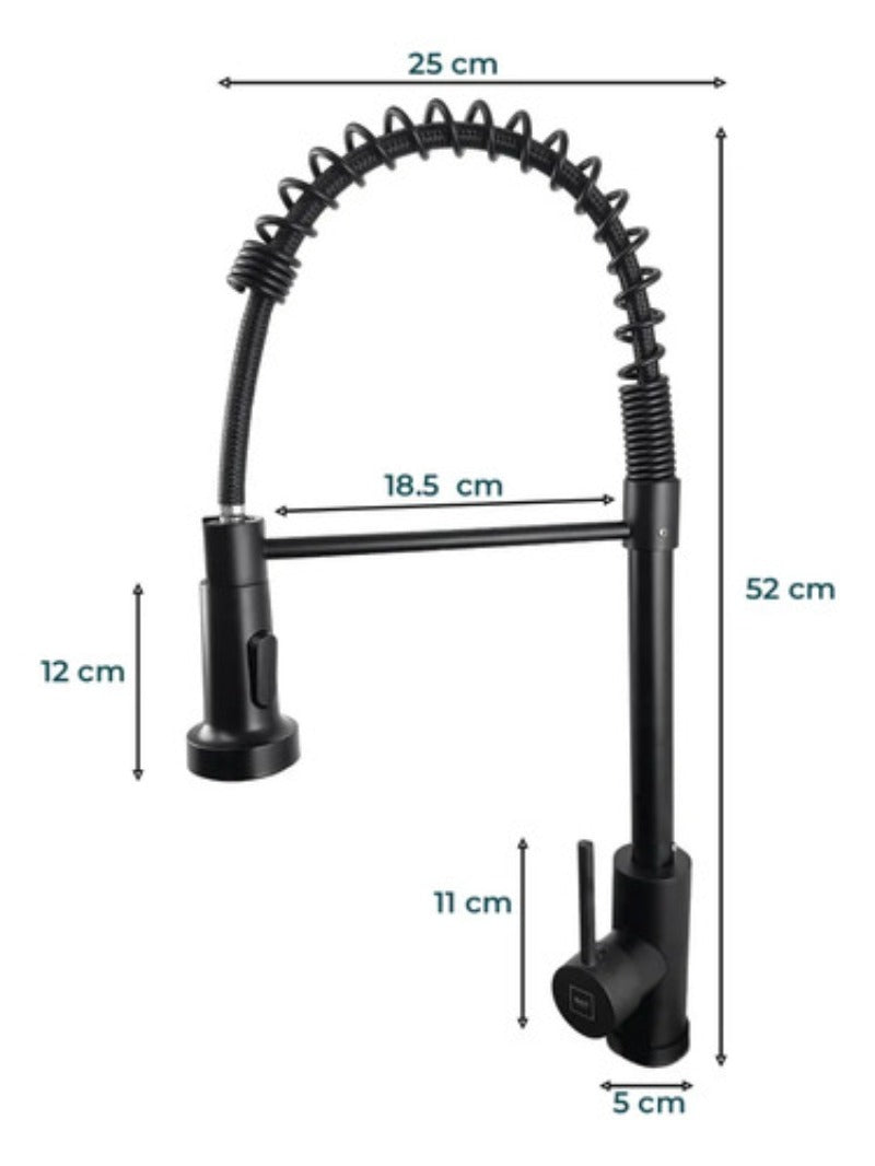 Grifo Llave Alta Monomando Cocina Rociador Flexible Acero Inoxidable