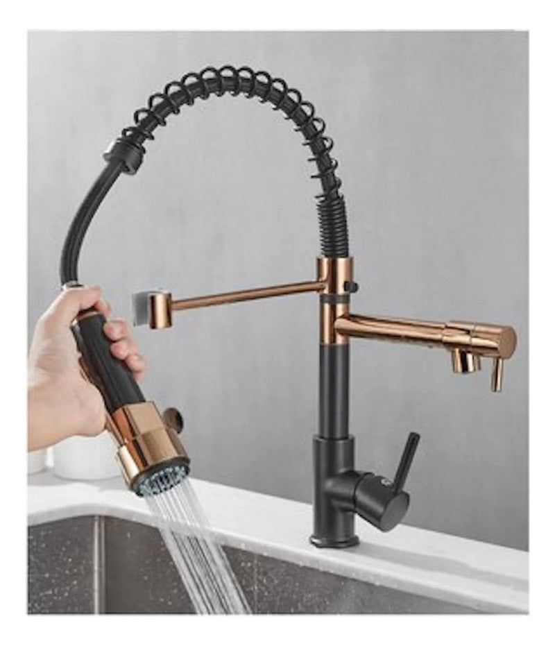 Llave Lavaplatos Grifo Monomando Extensible 2 En 1 Acero Inoxidable