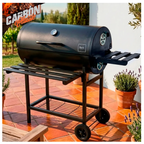Parrilla Con Tapa A Carbon Asado Tipo Tambor Acero De 0.7mm Con Ruedas