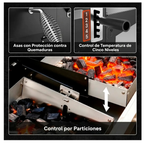 Parrilla A Carbon Con Tapa Premium De Acero Con 4 Ruedas Asados