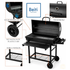 Parrilla Con Tapa A Carbon Asado Tipo Tambor Acero De 0.7mm Con Ruedas
