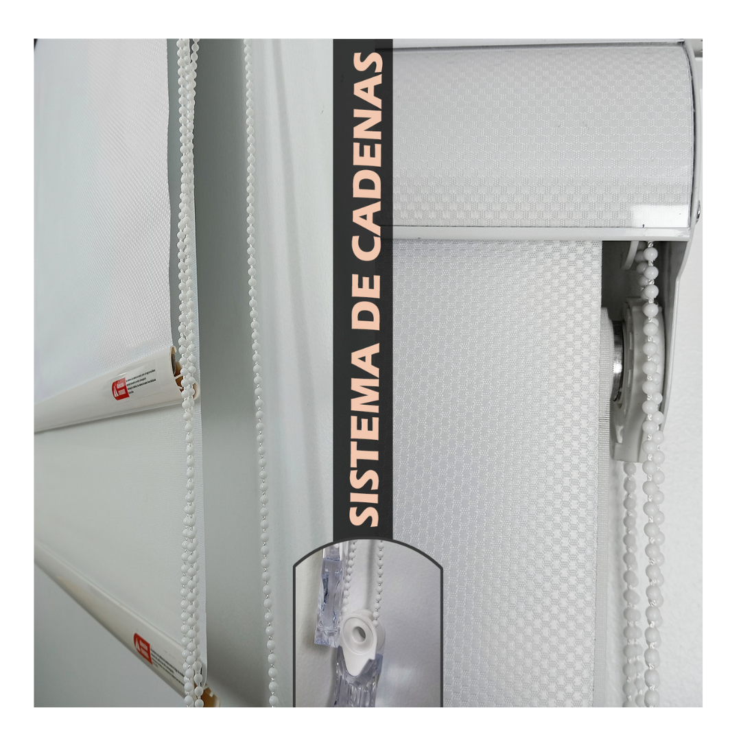 Cortina Roller Blackout Doble Visillo Cenefa 150x200