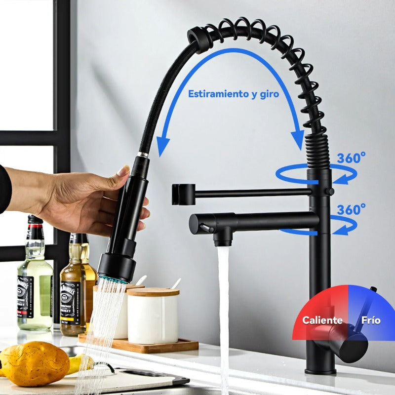 Llave Lavaplatos Grifo Monomando Extensible 2 En 1 Acero Inoxidable