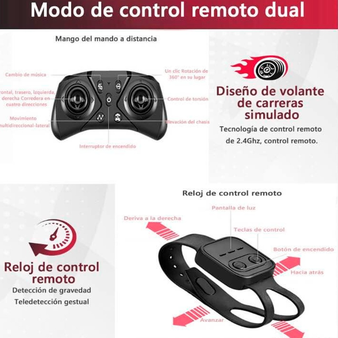 Auto Control Remoto 4x4 Trucos Pro Sensor Muñeca Con 2 Controles
