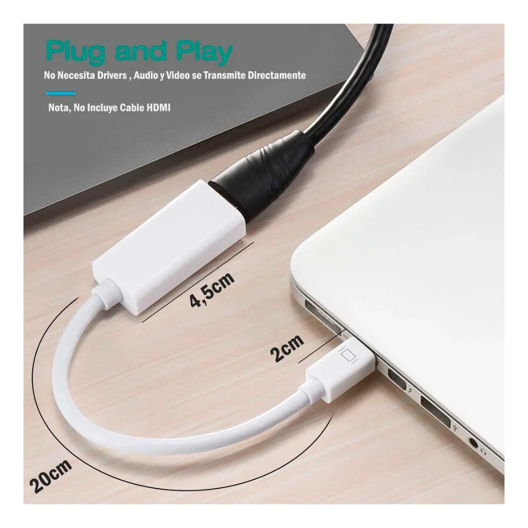 Adaptador Cable Thunderbolt Mini Displayport A Hdmi Mac 1080