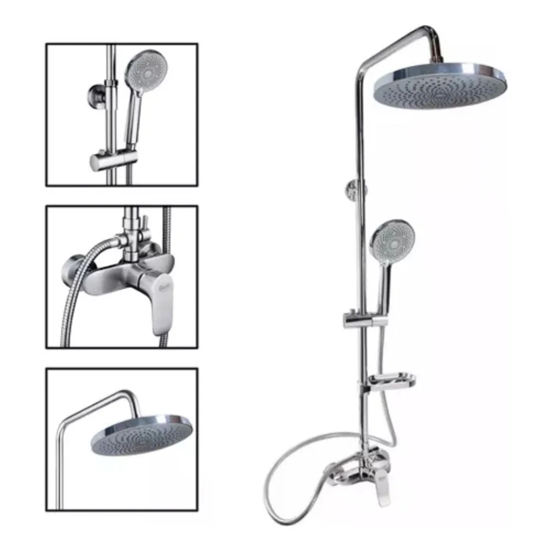 Columna De Ducha Acero Inoxidable Redondo 2 Salidas De Agua