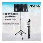 Atril De Partitura Con Tripode Regulable Y Pleglable Negro