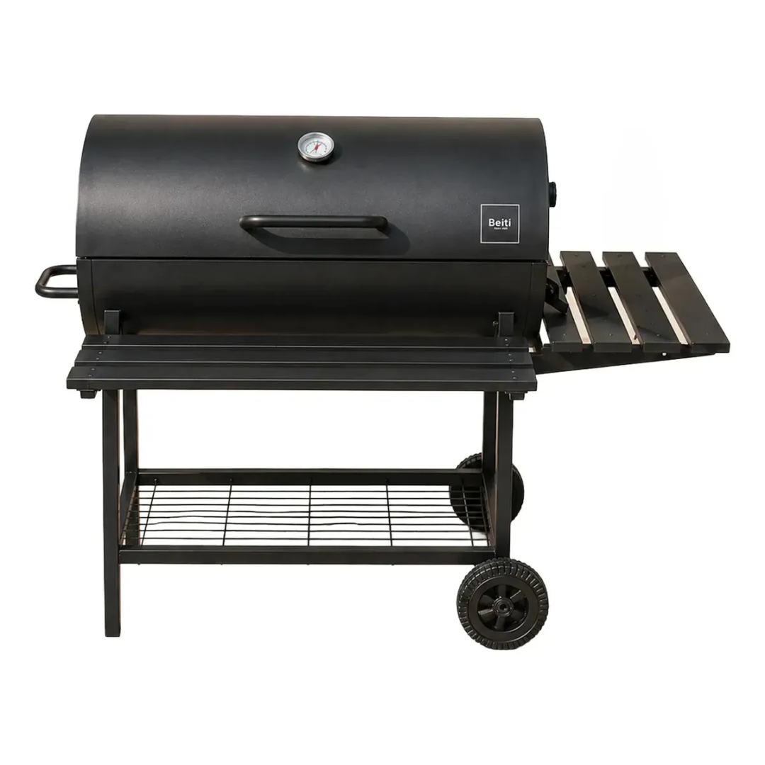 Parrilla Con Tapa A Carbon Asado Tipo Tambor Acero De 0.7mm Con Ruedas