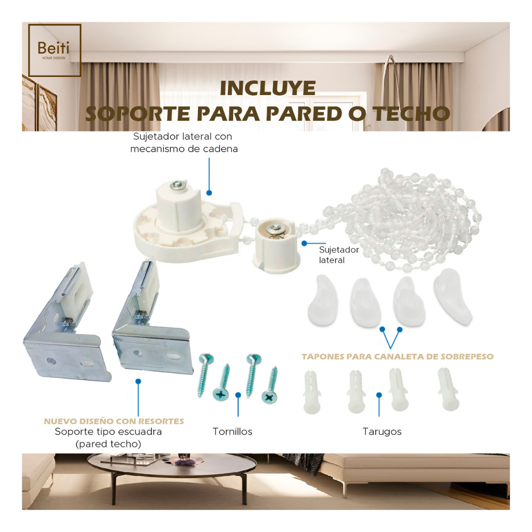 Cortina Roller Blackout Doble Visillo Cenefa 150x200