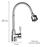 Llave Grifo Cocina Monomando Lavaplatos Flexible Brillante