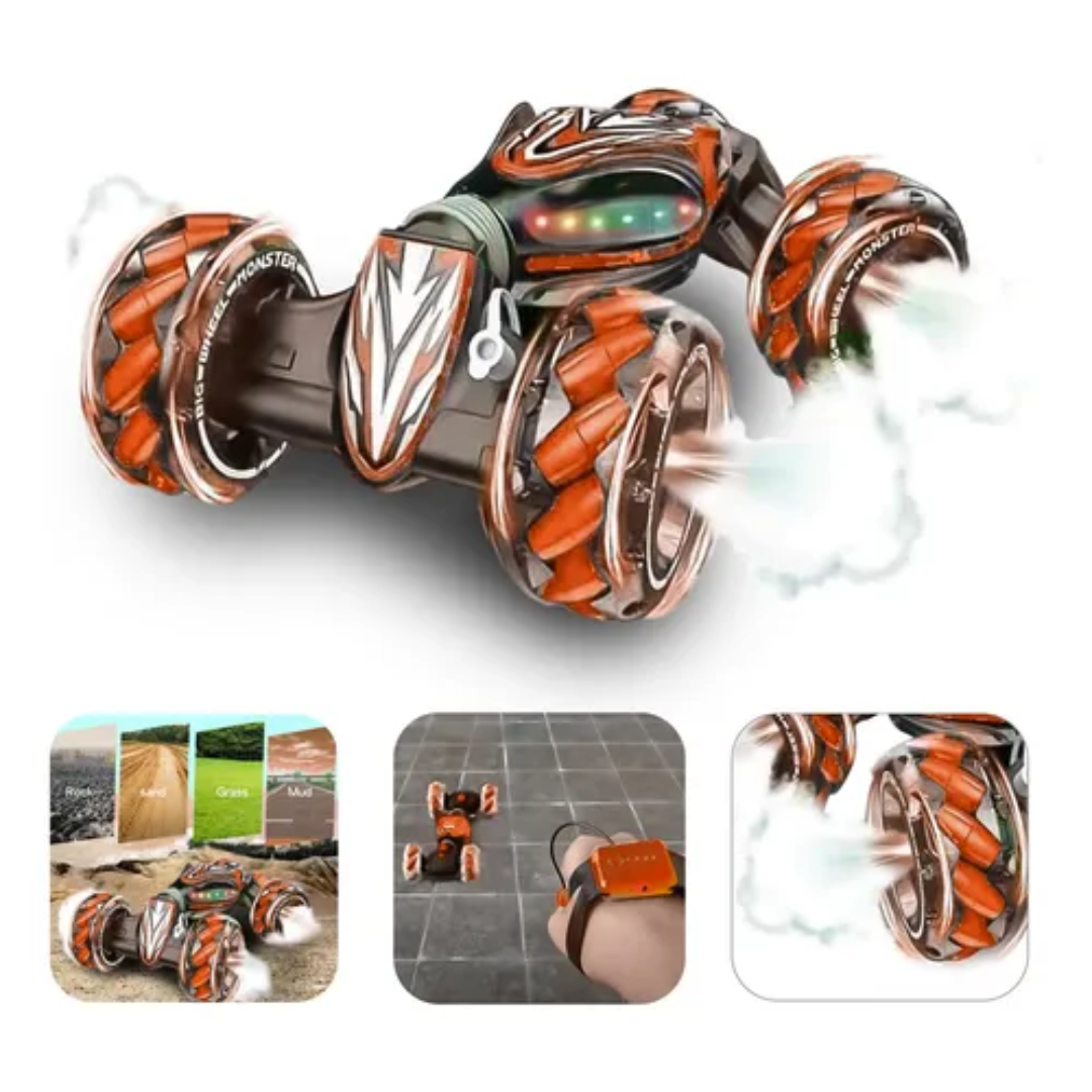 Auto Articulado a Control Remoto Ruedas Con Lanza Humo Muñeca Grande 45cm