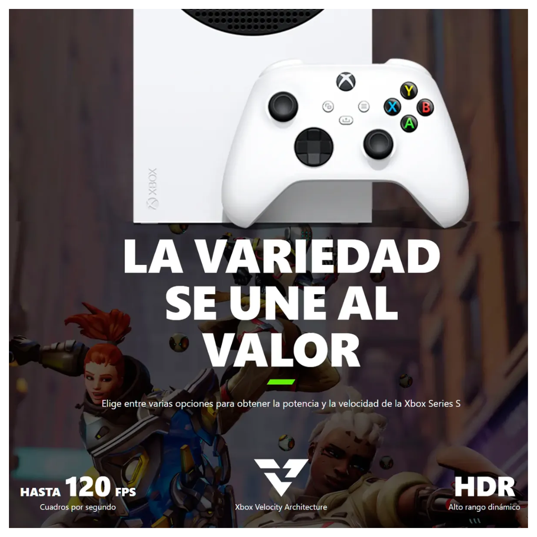 Consola Nintendo Xbox Microsoft Series S, de 512gb digital, color blanco.