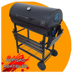 Parrilla Con Tapa A Carbon Asado Tipo Tambor Acero De 0.7mm Con Ruedas