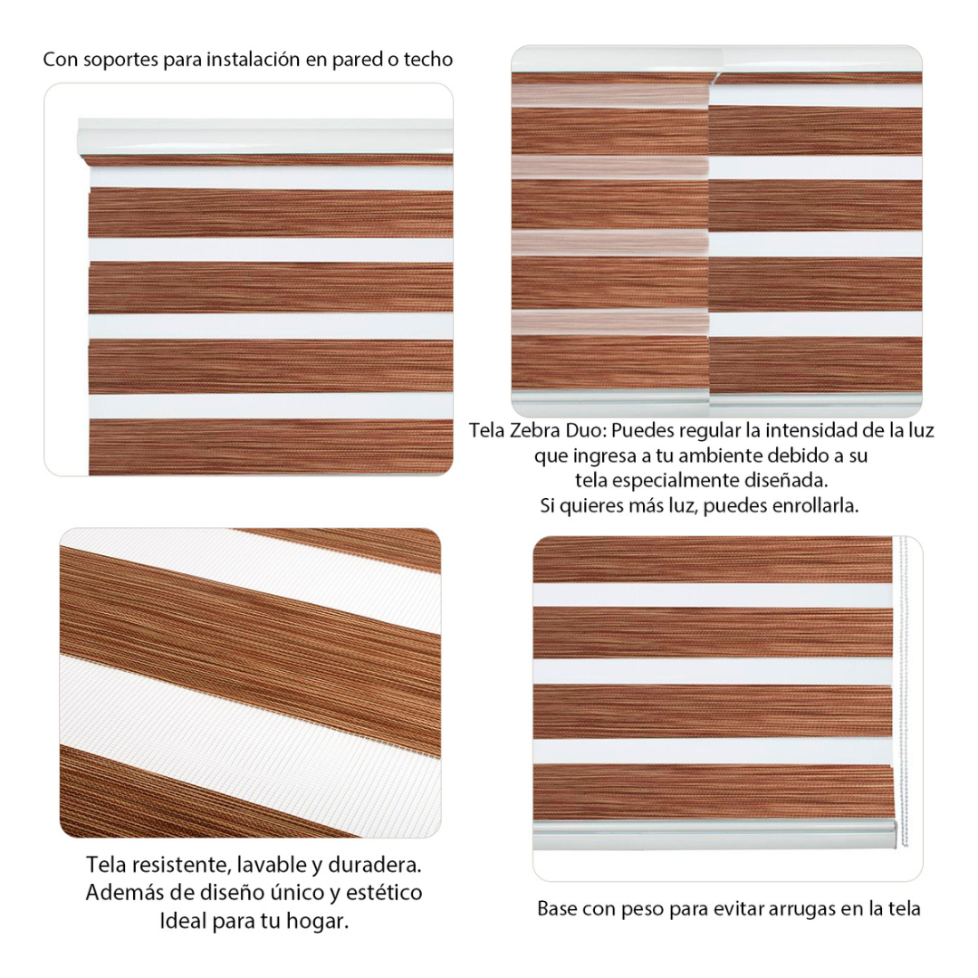 Cortina Roller Beiti Jaspeada Duo Zebra Día Noche 100x200cm