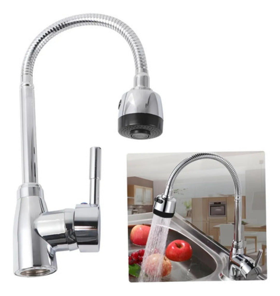 Llave Grifo Cocina Monomando Lavaplatos Flexible Brillante