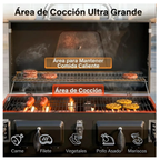 Parrilla A Carbon Con Tapa Premium De Acero Con 4 Ruedas Asados