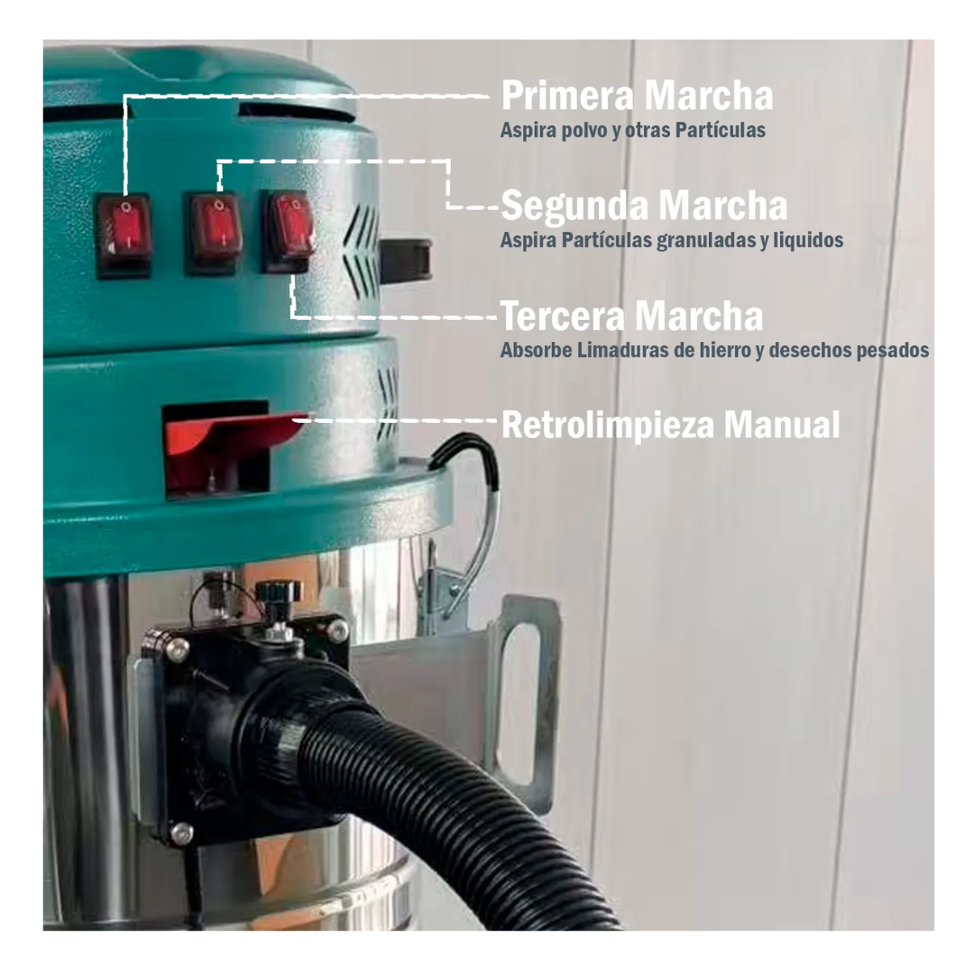 Aspiradora Industrial Hardpro 1500w Inalambrica 100l 40mm Verde