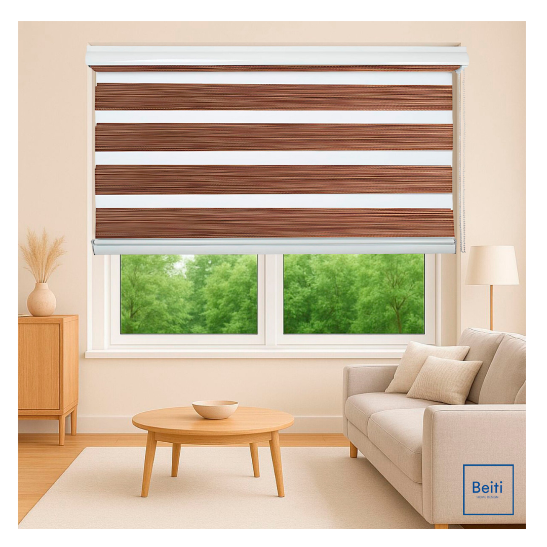 Cortina Roller Beiti Jaspeada Duo Zebra Día Noche 100x200cm