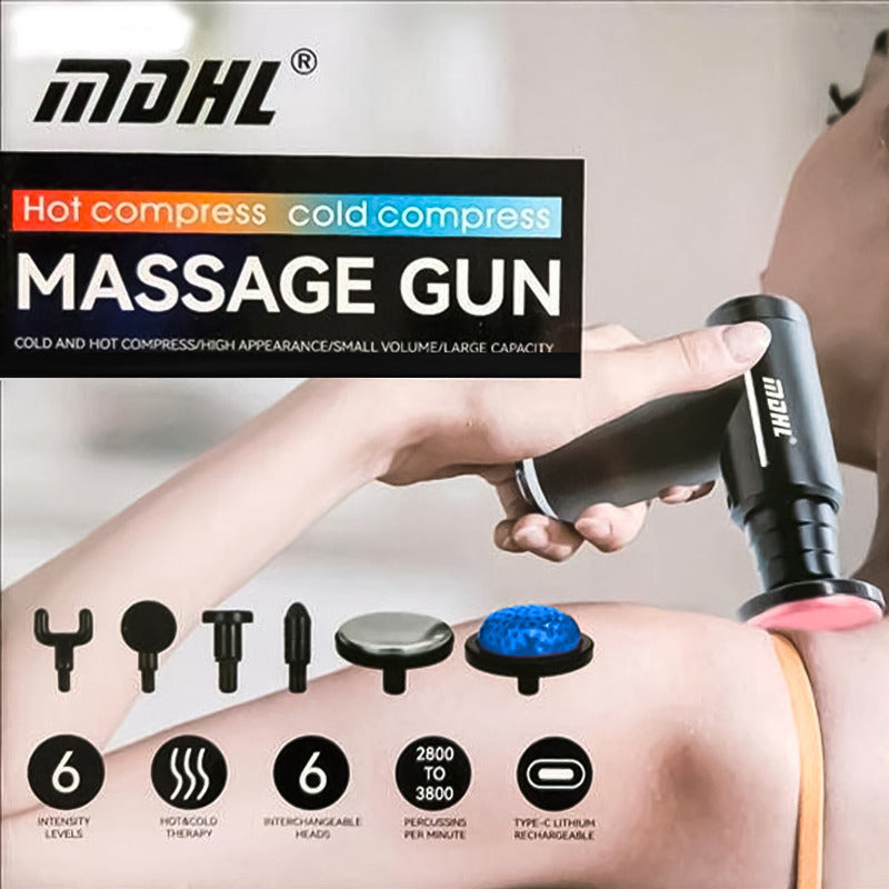 Pistola Masajeadora Fascial Gun 2 Frio Calor 6 Cabezales Lcd